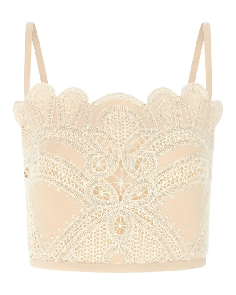 Elie Saab Makramee-Bralette mit Wellenrand - Nude Nude