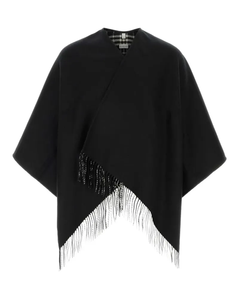 Burberry reversible fringe-trimmed cape - Schwarz Schwarz