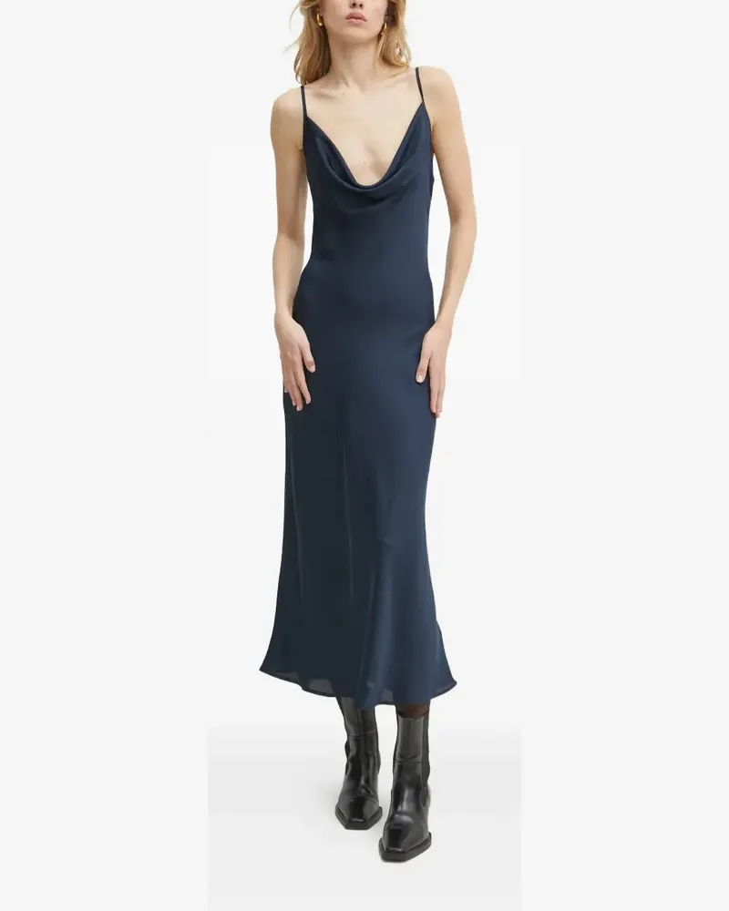 Guess Midikleid mit drapiertem Ausschnitt - Blau Blau