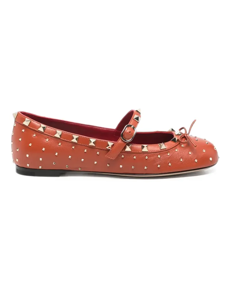 Valentino Garavani Rockstud leather ballet flats - Orange Orange