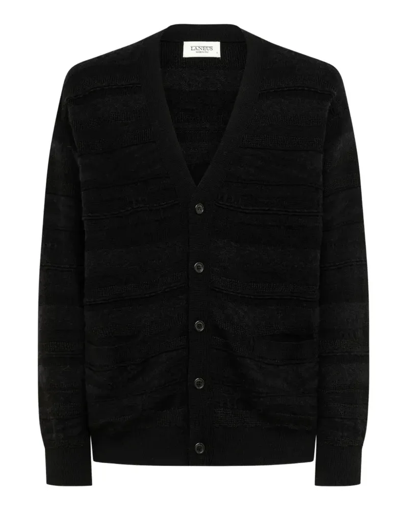 Laneus Geknöpfter Cardigan aus Jacquard-Strick - Schwarz Schwarz