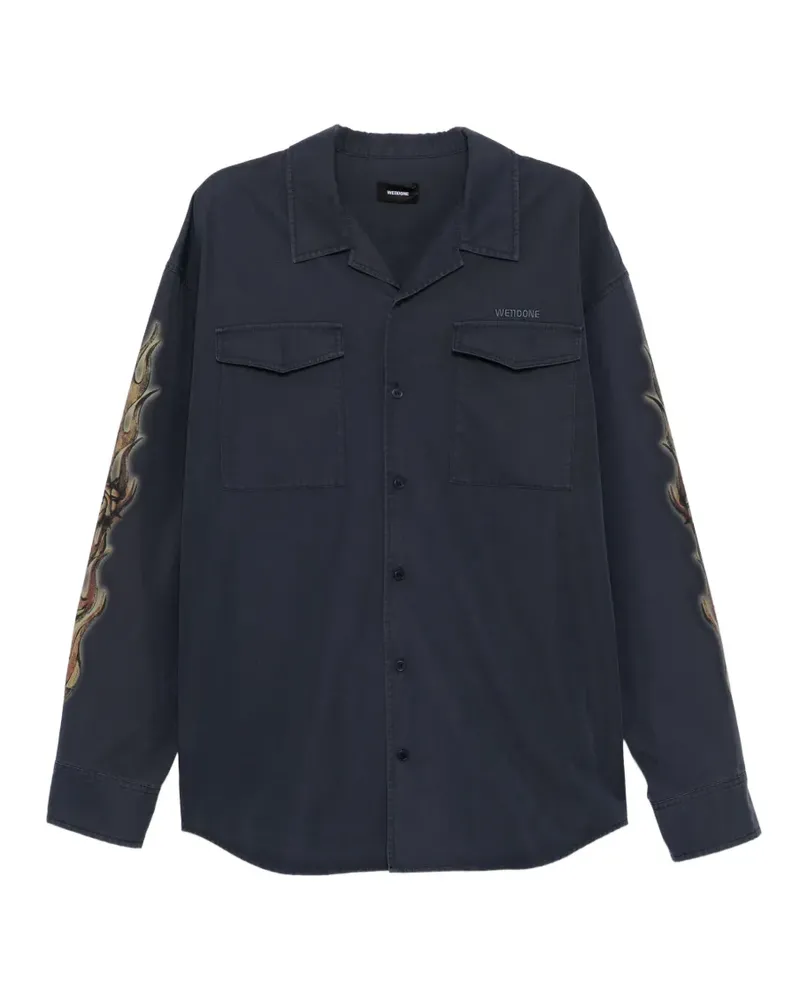 WE 11 DONE Hemd mit Grafik am Ärmel - Blau Blau