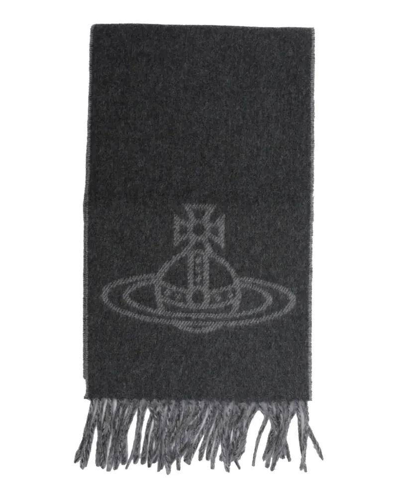 Vivienne Westwood Orb-logo fringed scarf - Grau Grau