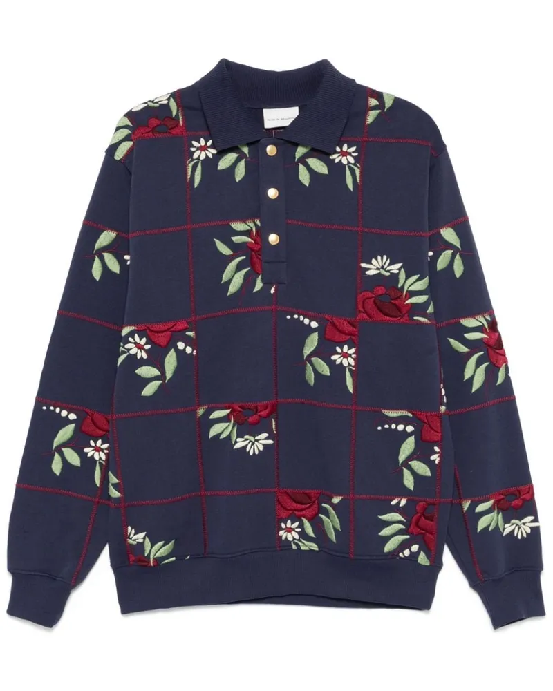 Drôle de Monsieur La Polo Patchwork Fleurs Oberteil Blau