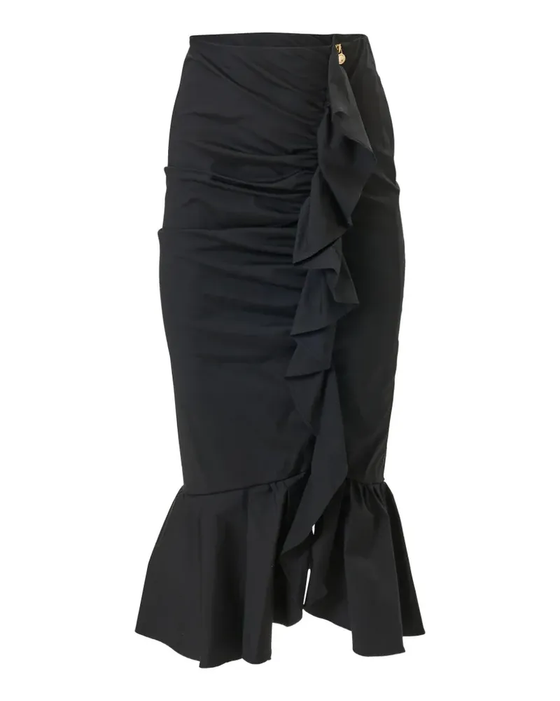 Carolina Herrera New York Geraffter Bleistiftrock mit Rüschen - Schwarz Schwarz