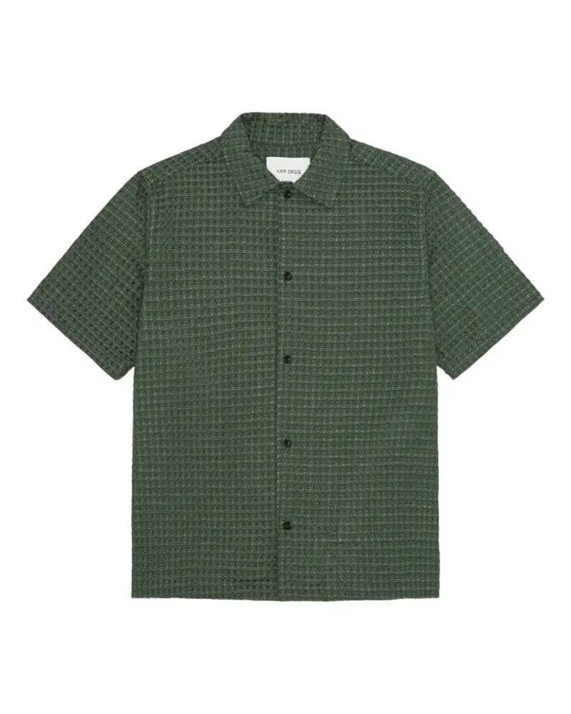 LES DEUX seersucker short-sleeve shirt - Grün Grün