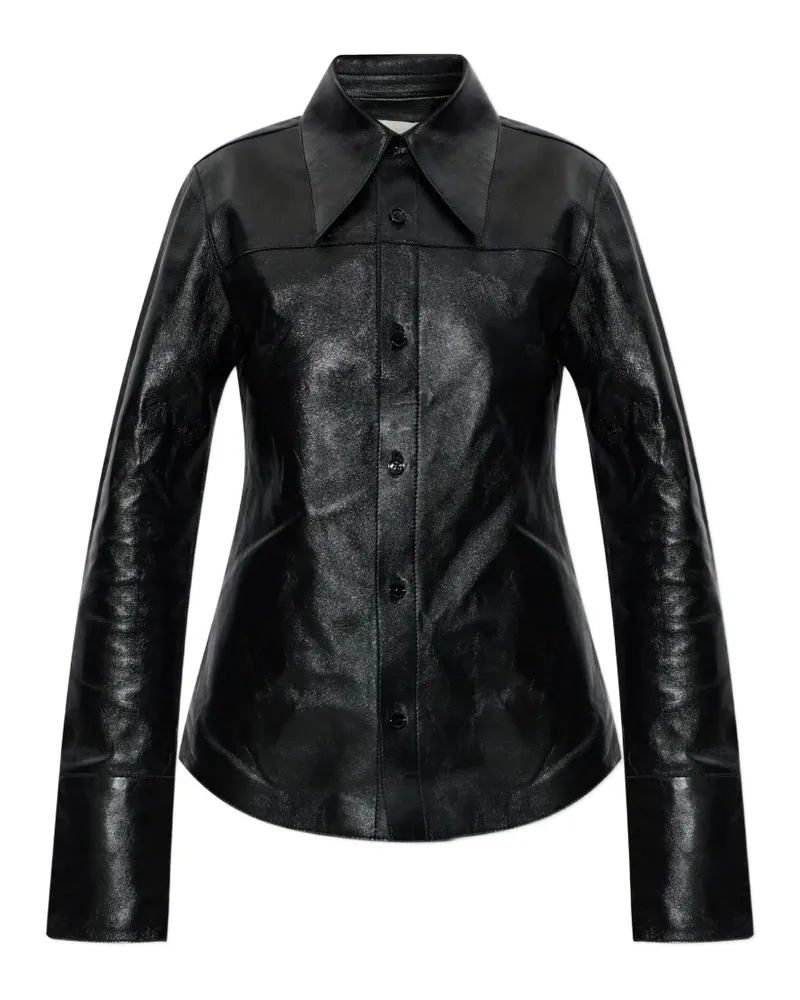 AMI Paris panelled leather shirt - Schwarz Schwarz