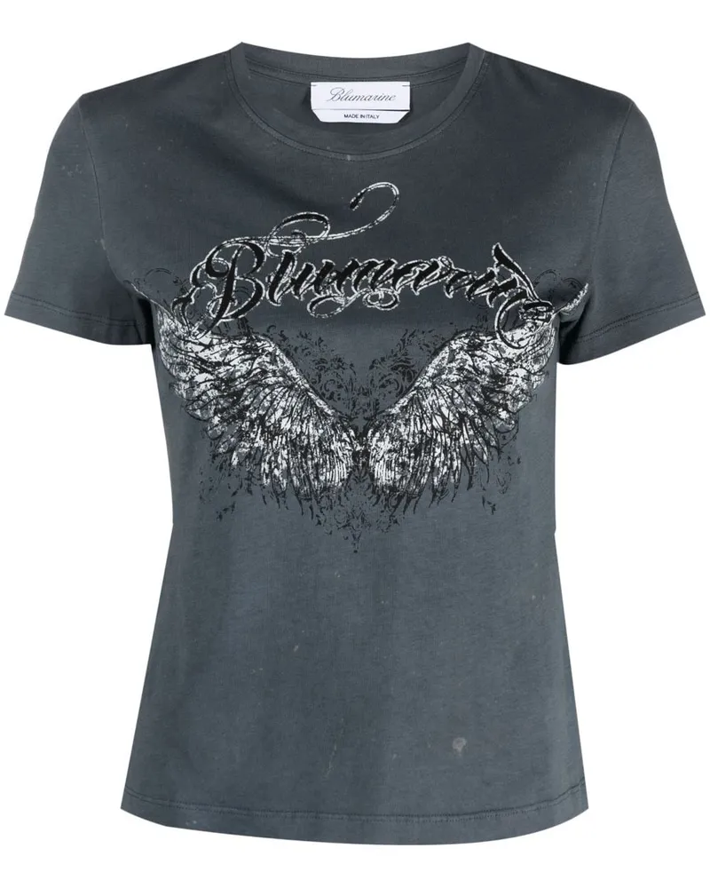 Blumarine T-Shirt mit Logo-Print Schwarz