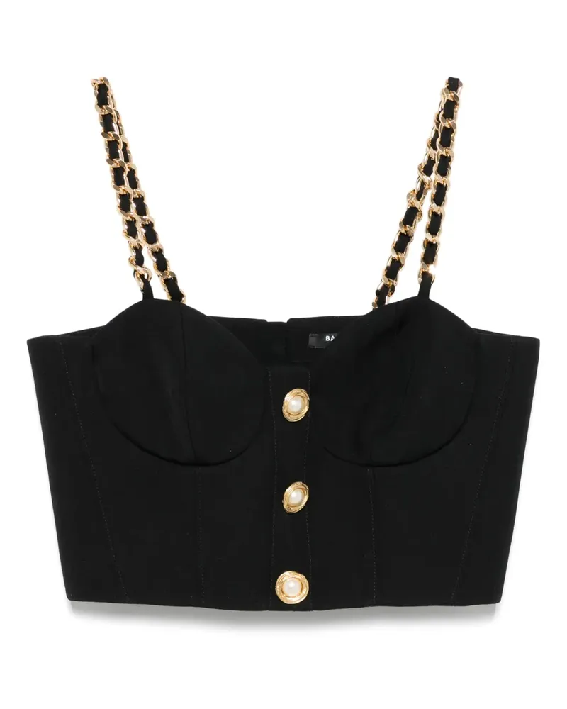 Balmain Top mit Kettenriemen - Schwarz Schwarz