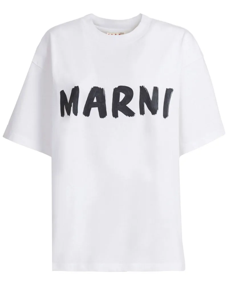 Marni T-Shirt mit Logo-Print - Weiß Weiß