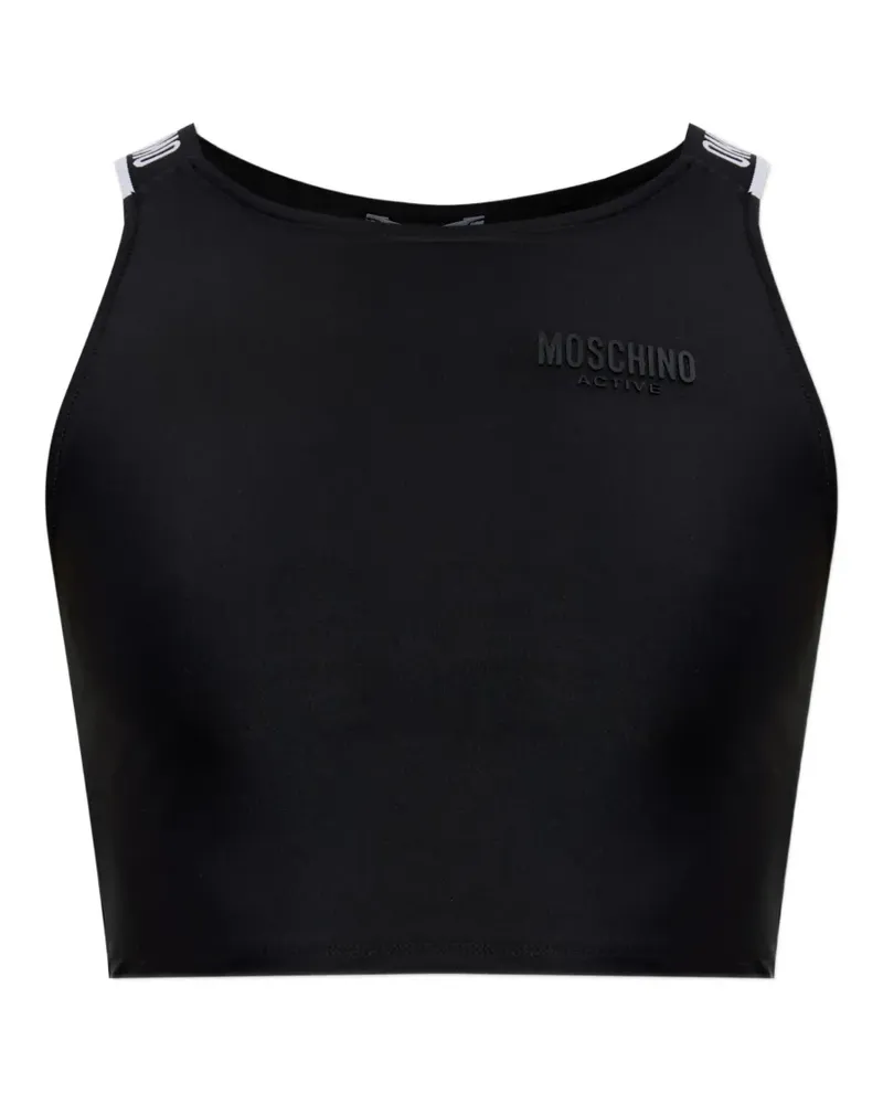 Moschino logo-detail cropped top - Schwarz Schwarz
