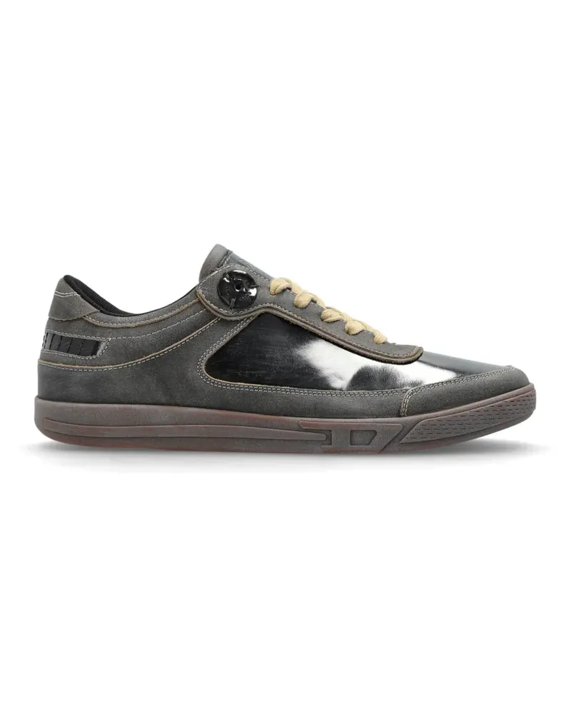 Diesel S-D-Coffee Leder-Sneakers mit Einsätzen - Schwarz Schwarz
