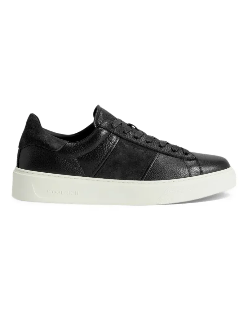 Woolrich panelled grained leather sneakers - Schwarz Schwarz