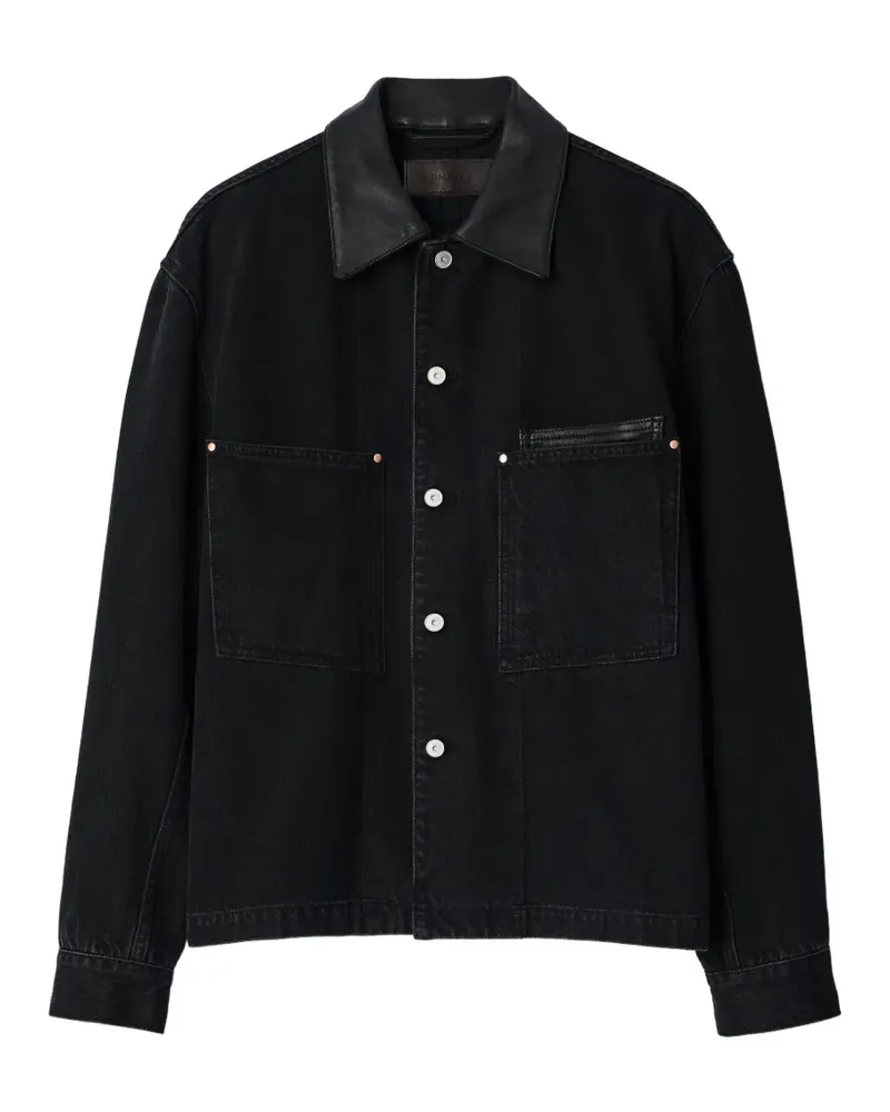 Christophe Lemaire Workwear Hemdjacke aus schwarzem Selvedge-Denim Schwarz