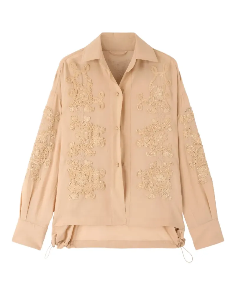 Ermanno Scervino floral-embroidered drawstring jacket - Nude Nude