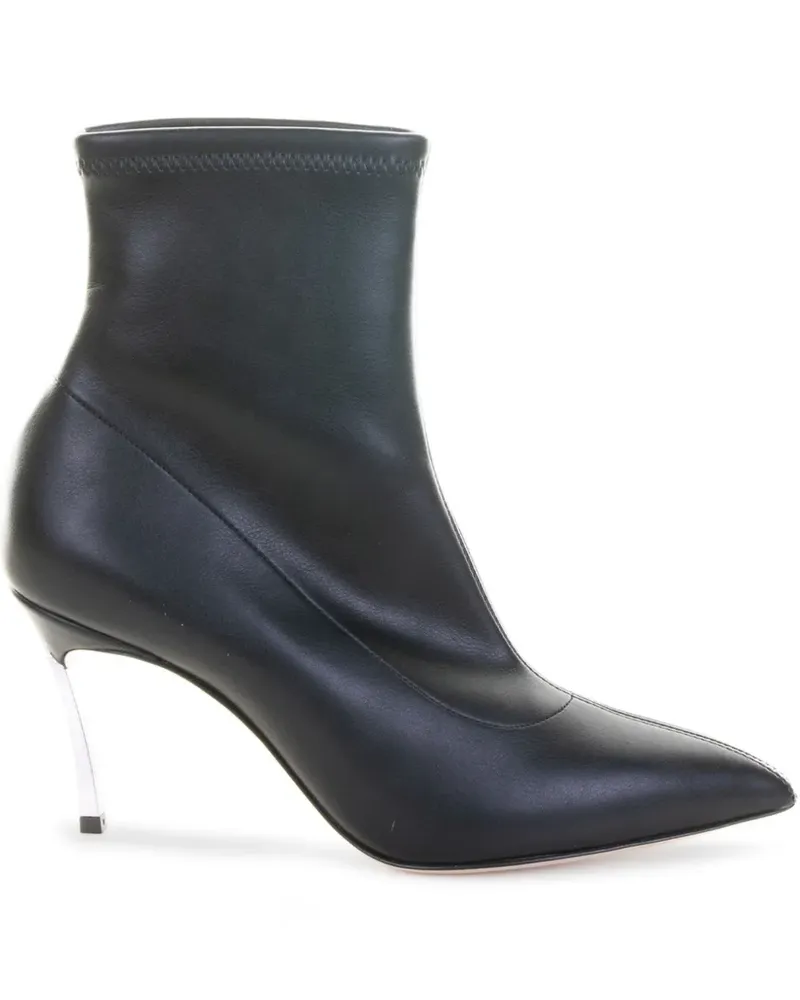 Casadei Spitze Stiefel mit Metallic-Absatz - Schwarz Schwarz