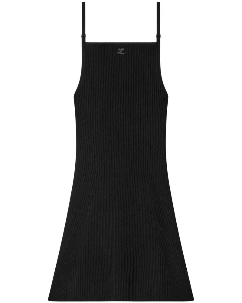 Courrèges Geripptes Minikleid - Schwarz Schwarz
