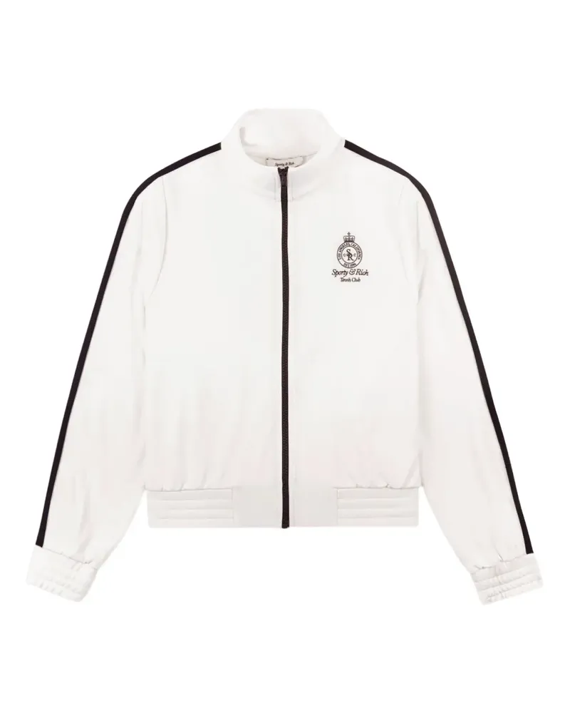 SPORTY & RICH Sweatshirtjacke mit Streifendetail - Weiß Weiß
