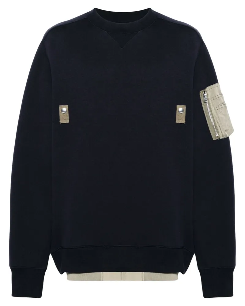 Sacai Jersey-Sweatshirt mit Nietendetail Blau