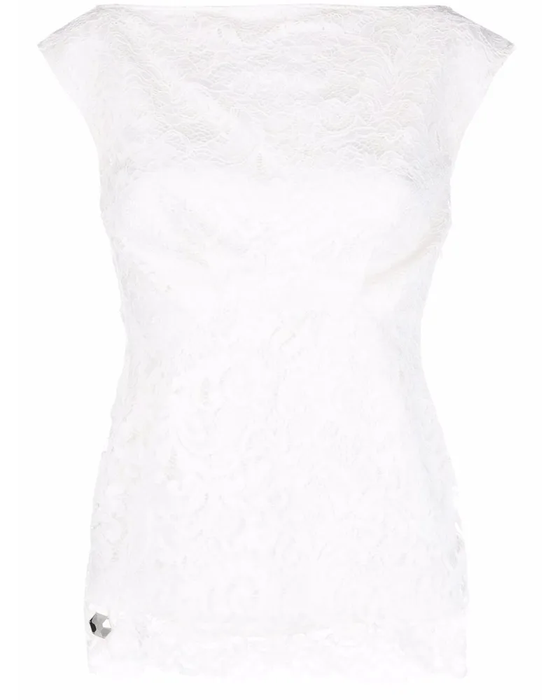 Philipp Plein Spitzenbluse mit Muschelsaum - Nude Nude