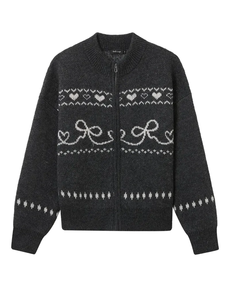 Tout a Coup Gestrickter Intarsien-Cardigan - Grau Grau