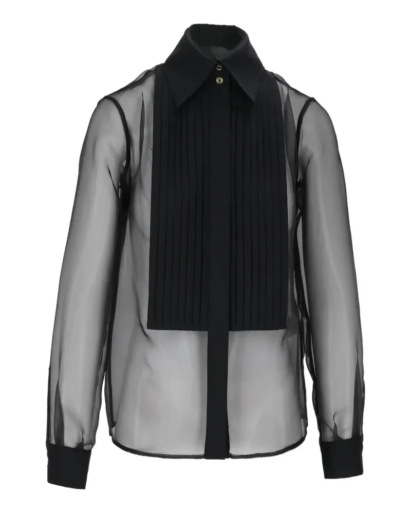 Elisabetta Franchi pleated-bib sheer shirt - Schwarz Schwarz