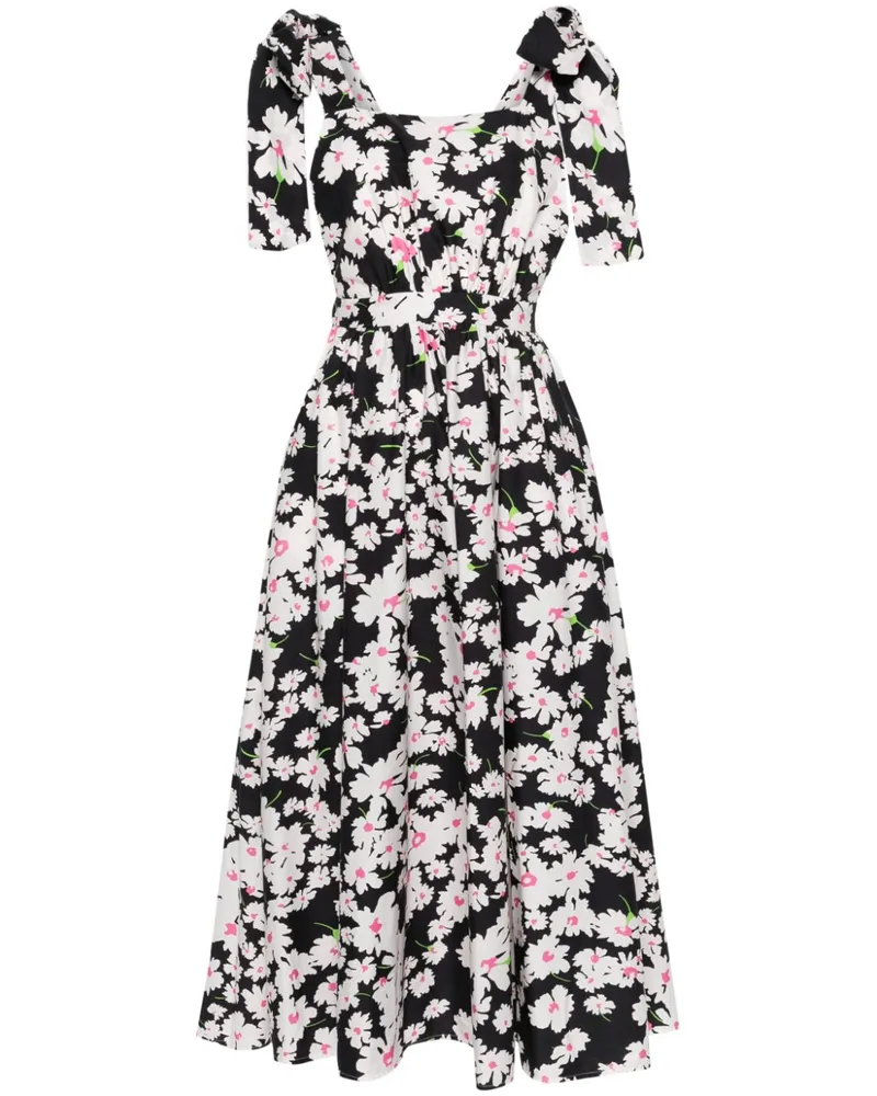 MSGM Kleid mit Blumen-Print - Schwarz Schwarz