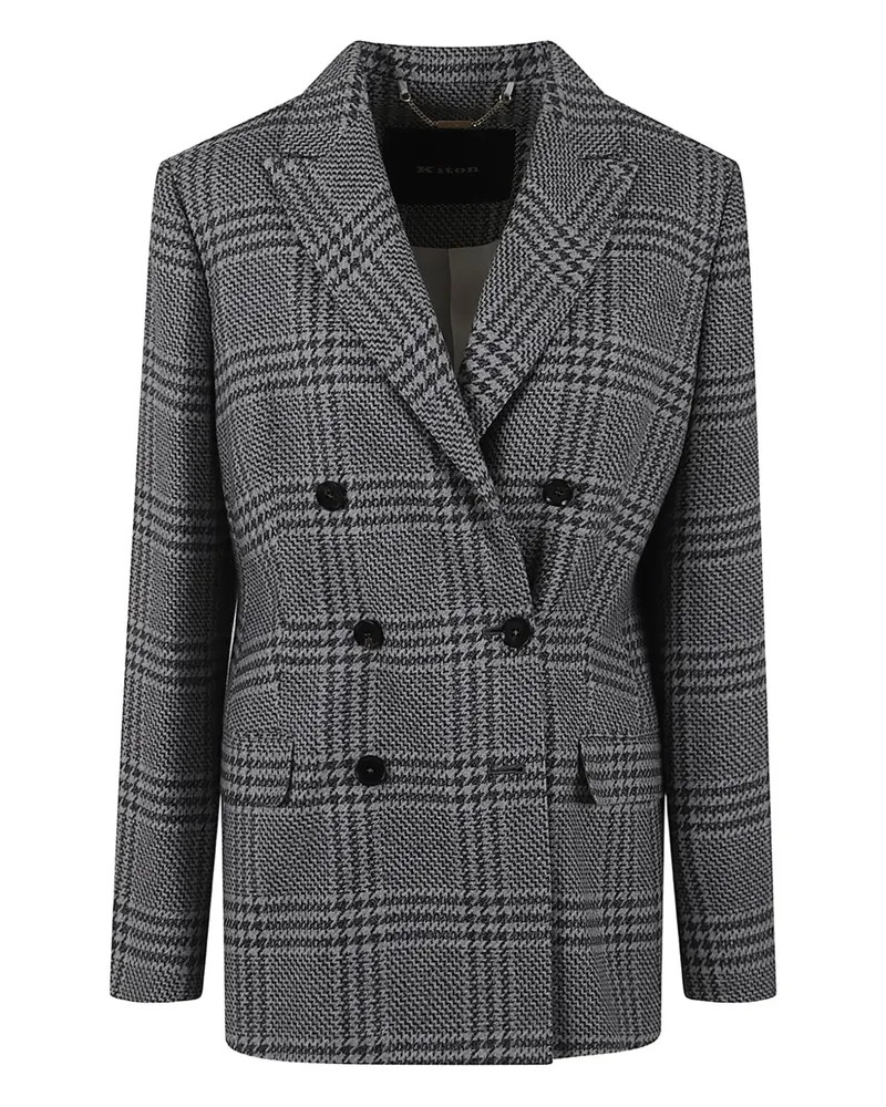 Kiton plaid double-breasted blazer - Grau Grau