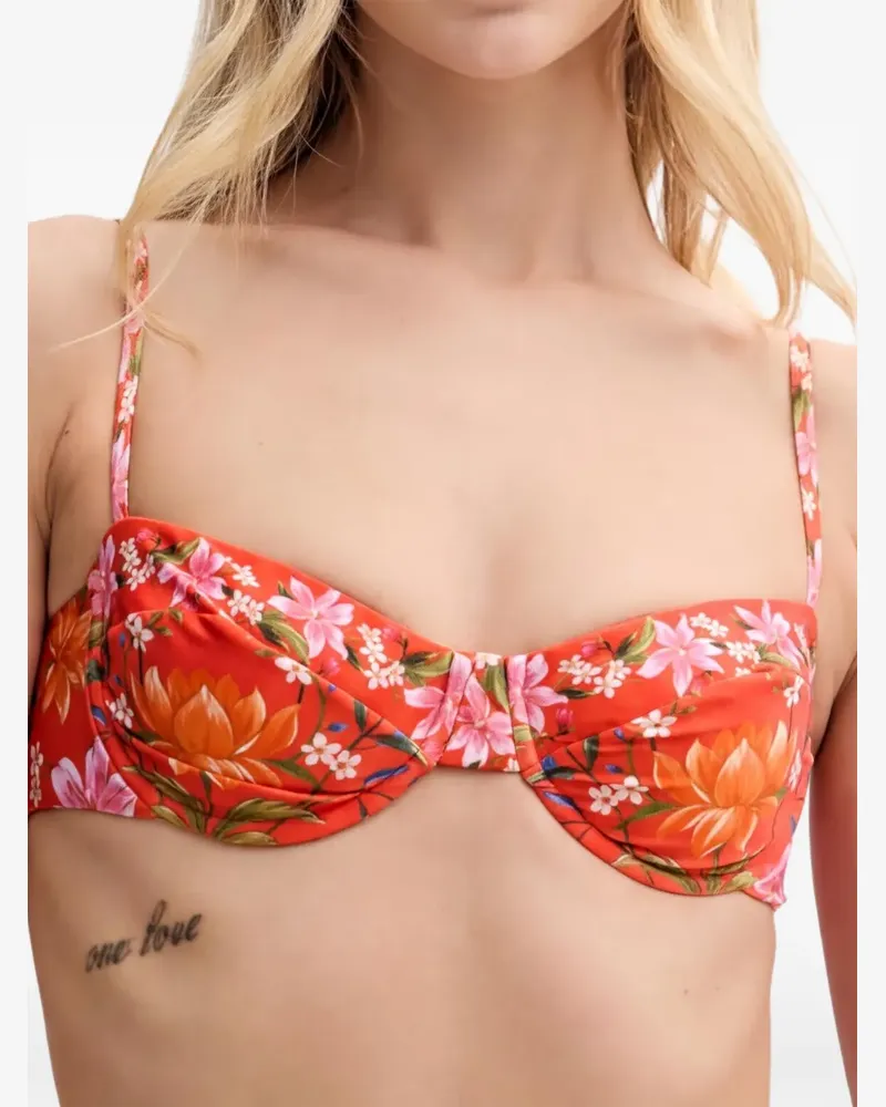 FARM Rio Bikinioberteil mit Blumenmuster - Orange Orange