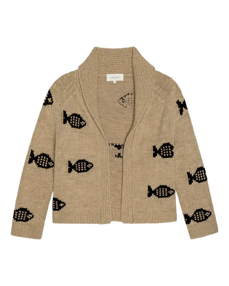The Great Swimming Fish shawl-collar cardigan - Nude Nude