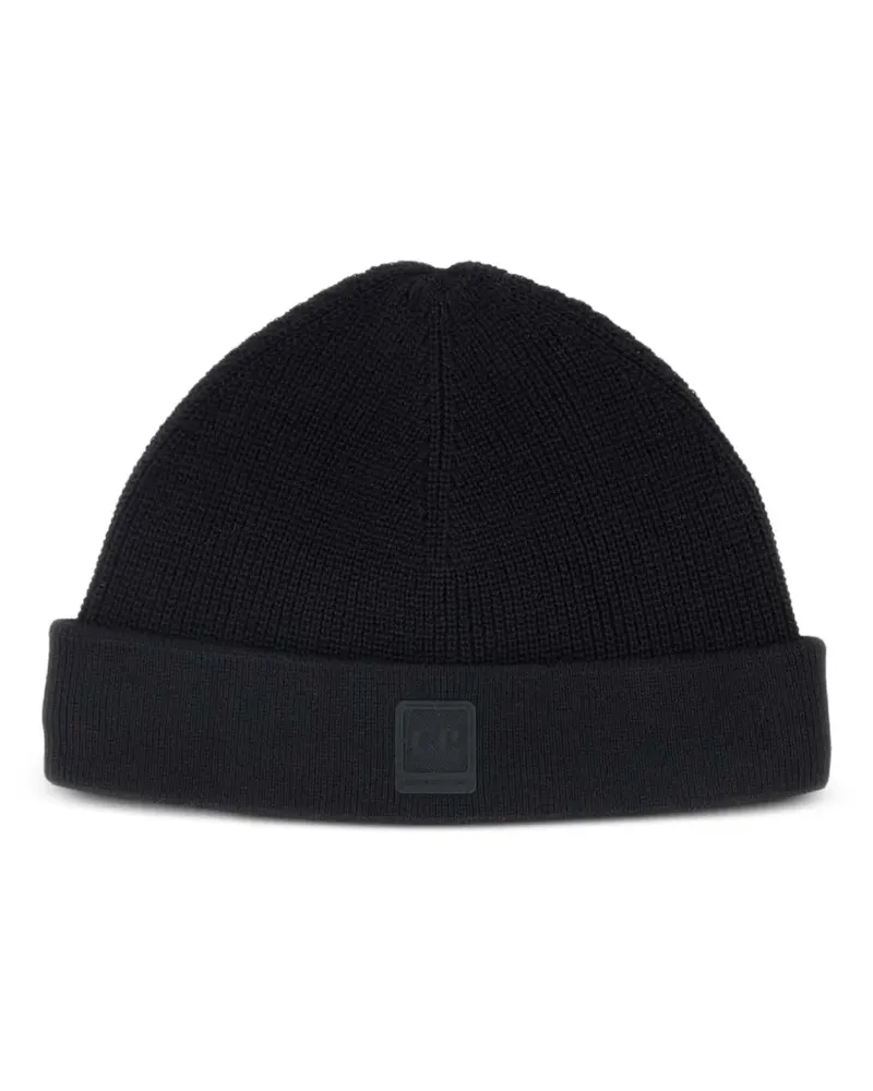 C.P. Company Beanie mit Logo-Patch - Schwarz Schwarz