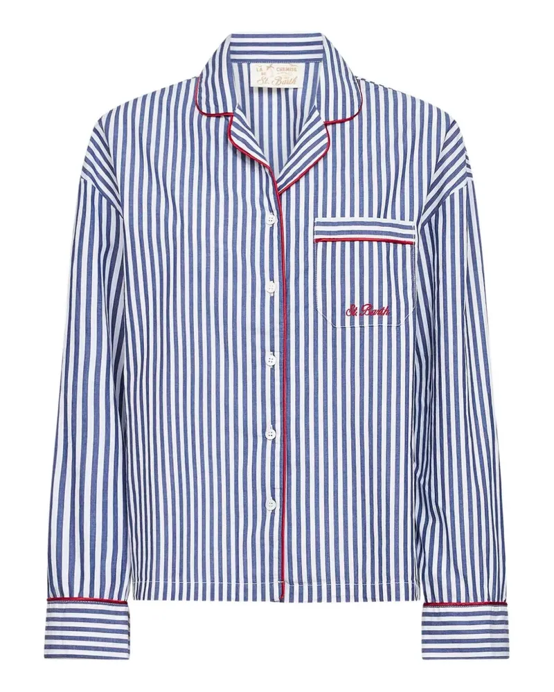 MC2 Saint Barth striped-pattern piping-detailing shirt - Blau Blau