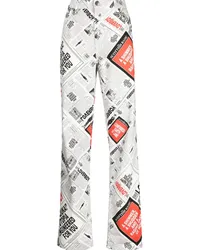 Charles Jeffrey Loverboy Weite Jeans mit Zeitungs-Print Weiß