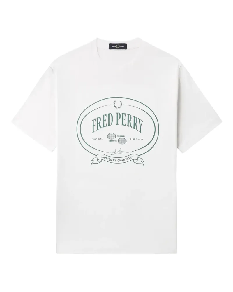 Fred Perry T-Shirt mit ovalem Logo - Weiß Weiß