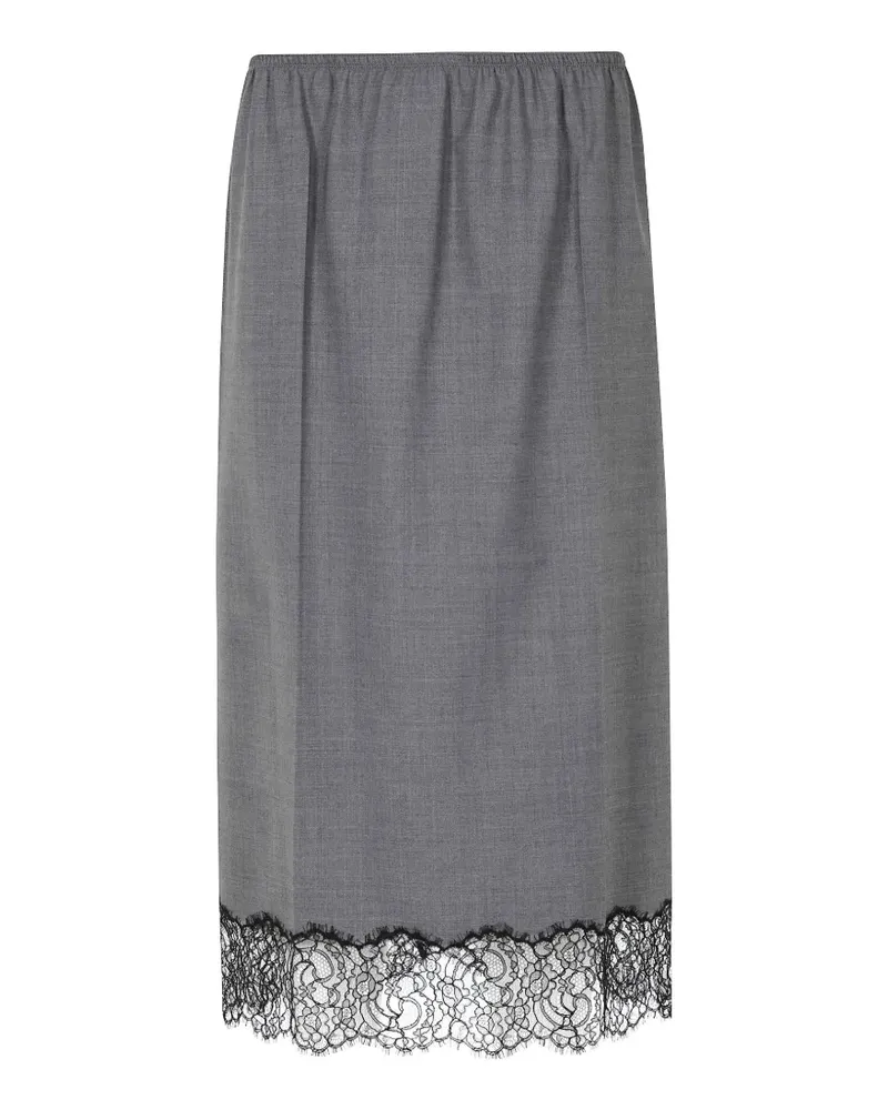 Semicouture Becka lace-trim pleated midi skirt - Grau Grau