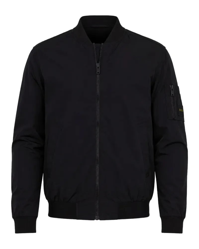 HUGO BOSS Jacke in Knitteroptik mit Logo-Patch - Schwarz Schwarz