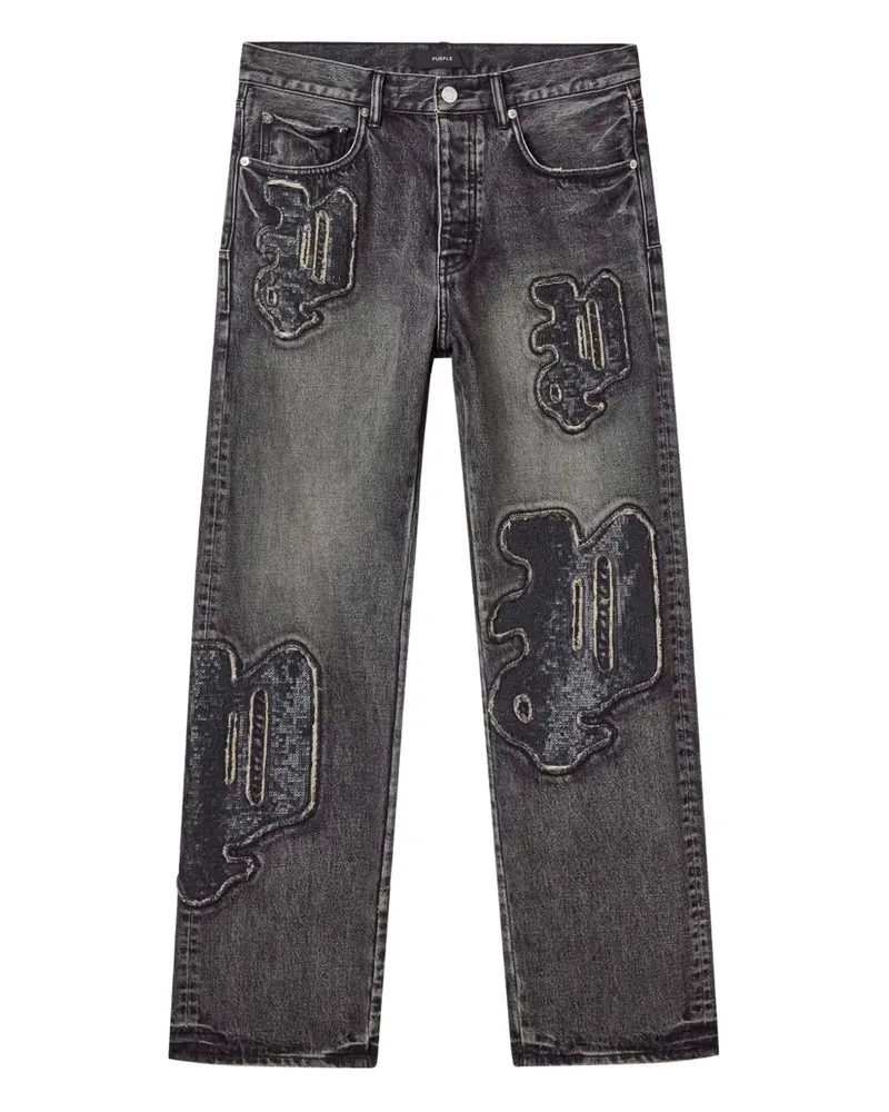 PURPLE BRAND P011 Jeans mit Pailletten-Logo - Schwarz Schwarz