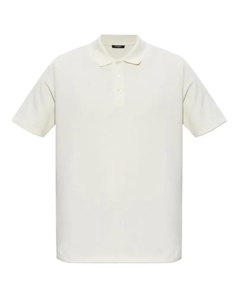 Balmain Geknöpftes Poloshirt mit Emblem - Nude Nude