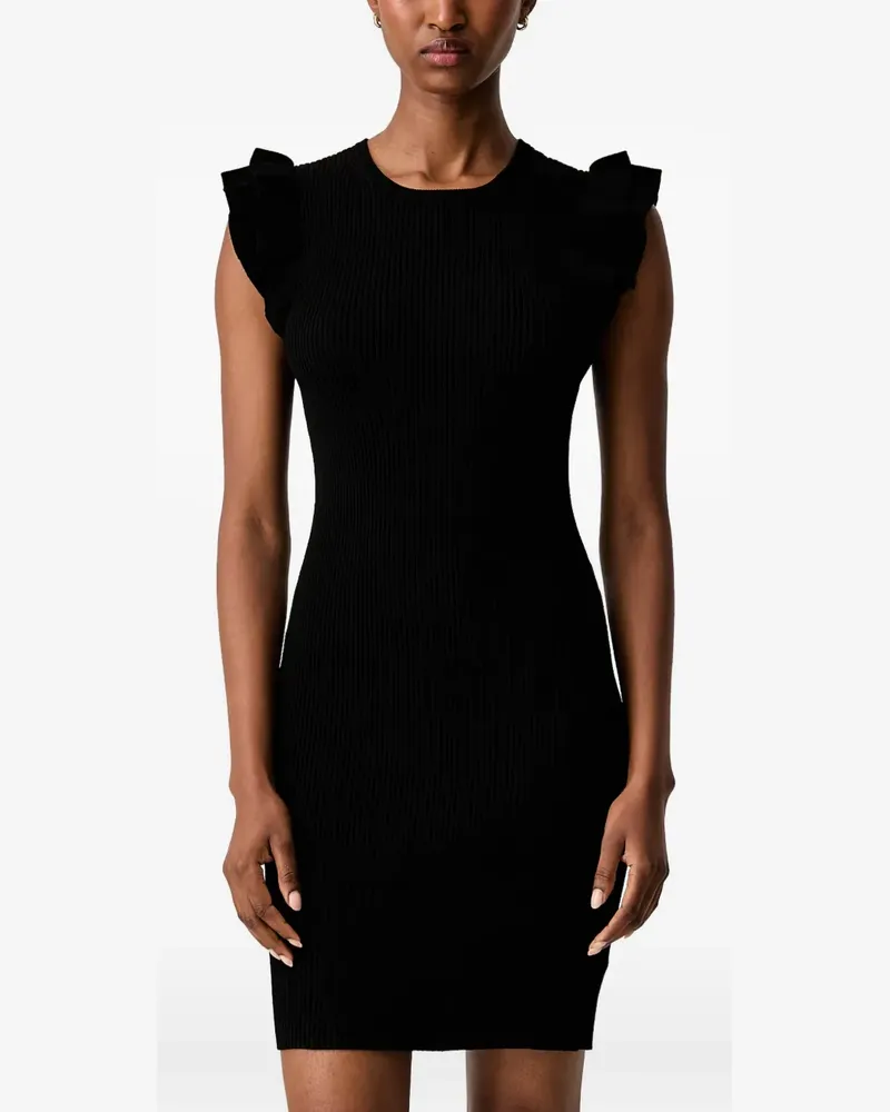 Michael Kors Gerüschtes Midikleid aus Rippstrick - Schwarz Schwarz