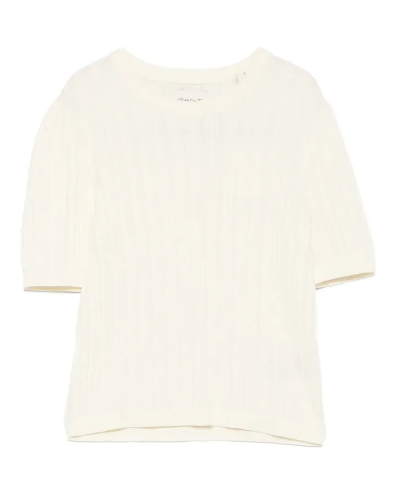 Gant cable-knit short-sleeve T-shirt - Weiß Weiß