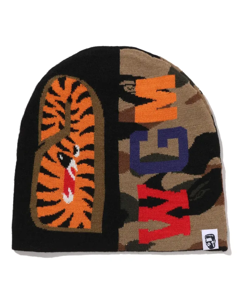 BAPE camouflage shark beanie hat - Schwarz Schwarz