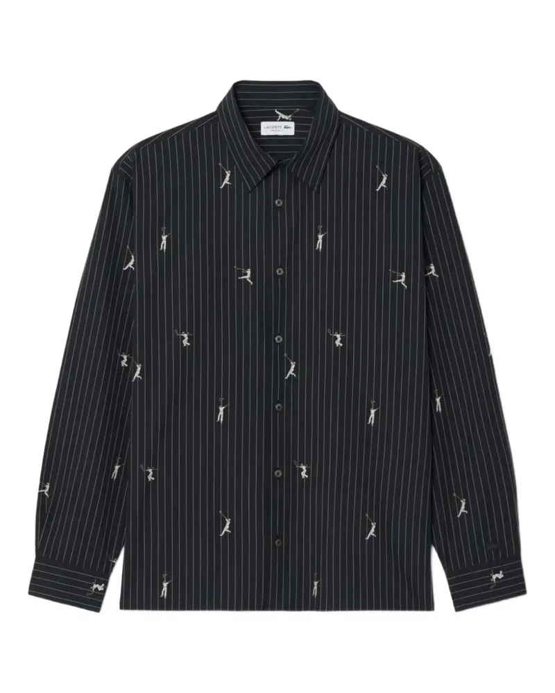 Lacoste Tennis-Hemd mit Nadelstreifen - Schwarz Schwarz