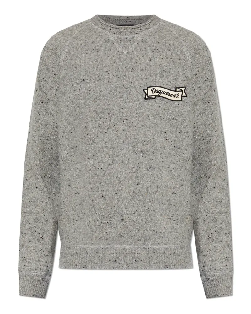 Dsquared2 logo-patch flecked sweater - Grau Grau