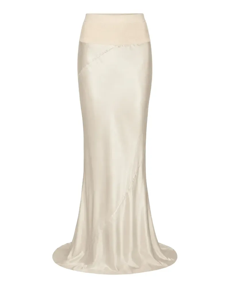 Rick Owens Coda satin-finish high-waisted slim maxi skirt - Nude Nude