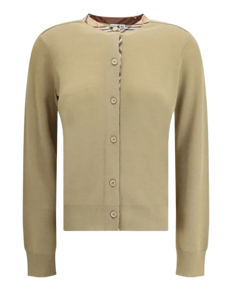 Burberry check-trim cotton cardigan - Nude Nude