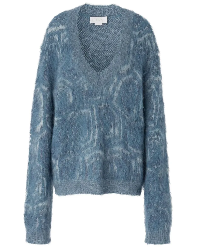 Genny Pullover mit Animal-Muster - Blau Blau