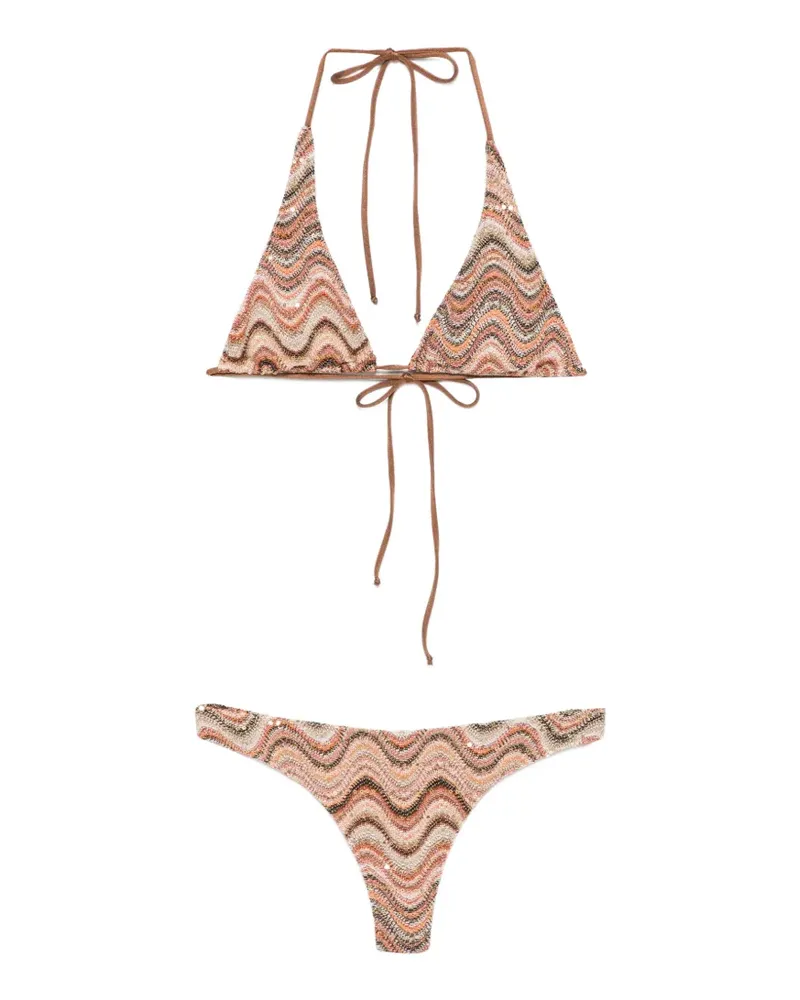 MC2 Saint Barth sequin-embellished zigzag-knit bikini - Braun Braun