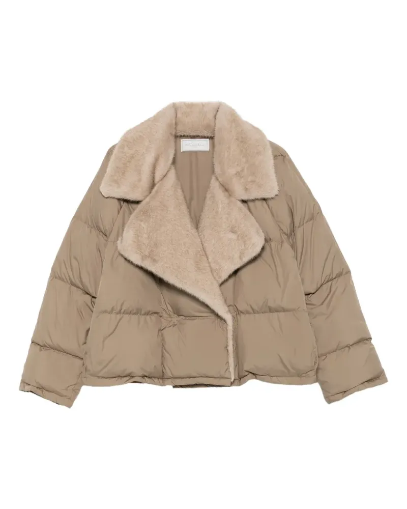Antonelli Firenze faux-fur collar quilted jacket - Nude Nude