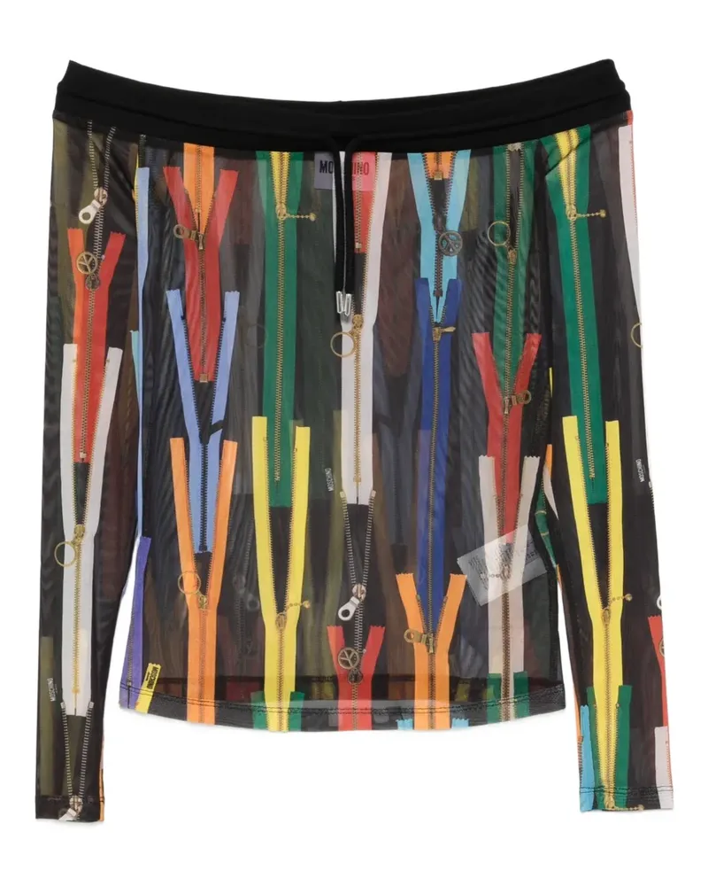 Moschino off-shoulder zip-print blouse - Mehrfarbig Mehrfarbig