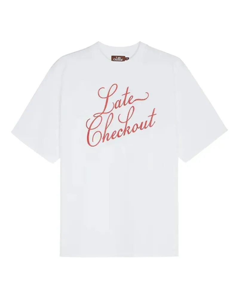 Late Checkout T-Shirt mit Script-Logo - Weiß Weiß
